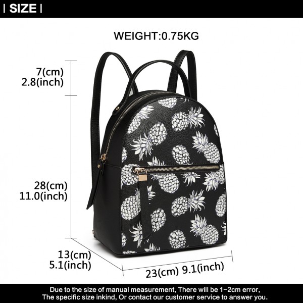 LG1866P-MISS LULU STYLISH LADIES RUCKSACK LEATHER PRINTED BACKPACK BLACK LG1866P-MISS LULU STYLISH LADIES RUCKSACK LEATHER PRINTED BACKPACK BLACK